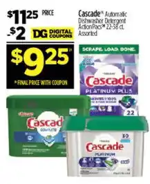 Dollar General Cascade automatic dishwasher detergent action pack assorted offer
