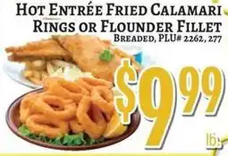 Trade Fair Supermarket Hot Entrée Fried Calamari Rings or Flounder Fillet Breaded offer