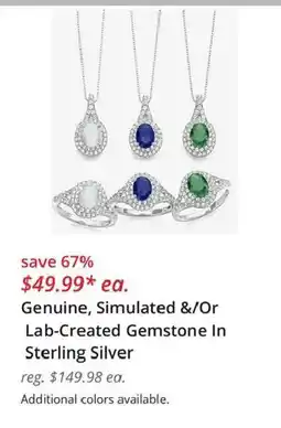 JC Penney Genuine, Simulated &/Or Lab-Created Gemstone In Sterling Silver offer