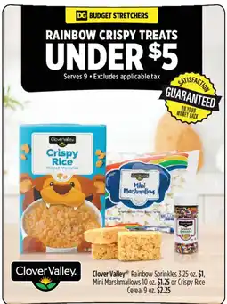 Dollar General Clover Valley Rainbow Sprinkles or Mini Marshmallows or Crispy Rice Cereal offer
