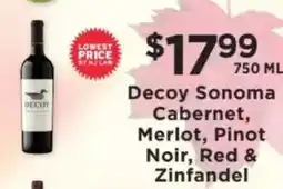ShopRite Decoy Sonoma Cabernet, Merlot, Pinot Noir, Red & Zinfandel offer