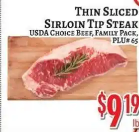 Trade Fair Supermarket Thin Sliced Sirloin Tip Steak offer