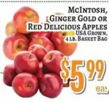 Trade Fair Supermarket McIntosh, Ginger Gold or Red Delicious Apples offer