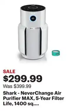 Best Buy Shark - NeverChange Air Purifier MAX, 5-Year Filter Life, 1400 sq. Ft - White offer