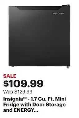 Best Buy Insignia - 1.7 Cu. Ft. Mini Fridge with Door Storage and ENERGY STAR Certification - Black offer