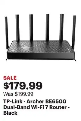 Best Buy TP-Link - Archer BE6500 Dual-Band Wi-Fi 7 Router - Black offer