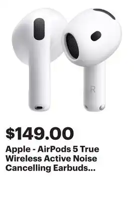 Best Buy Apple - AirPods 5 True Wireless Active Noise Cancelling Earbuds with Wireless Charging Case - White offer