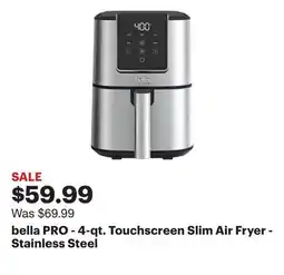 Best Buy bella PRO - 4-qt. Touchscreen Slim Air Fryer - Stainless Steel offer
