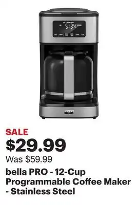 Best Buy bella PRO - 12-Cup Programmable Coffee Maker - Stainless Steel offer
