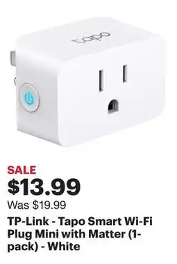 Best Buy TP-Link - Tapo Smart Wi-Fi Plug Mini with Matter (1-pack) - White offer