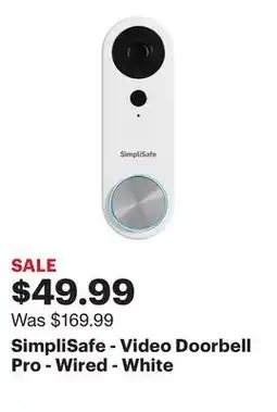 Best Buy SimpliSafe - Video Doorbell Pro - Wired - White offer