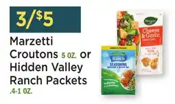 Heinen's Marzetti Croutons 5 OZ. or Hidden Valley Ranch Packets .4-1 OZ offer