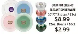 Seven Mile Market Gold Rim Organic Elegant Dinnerware offer