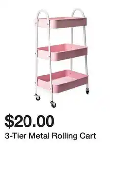 Five Below 3-Tier Metal Rolling Cart offer