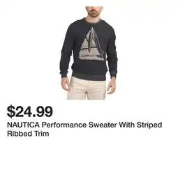 Marshalls NAUTICA Performance Sweater With Striped Ribbed Trim offer
