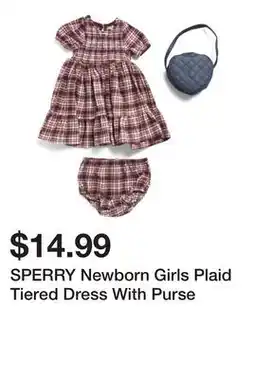 Marshalls SPERRY Newborn Girls Plaid Tiered Dress With Purse offer
