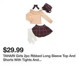 Marshalls TAHARI Girls 2pc Ribbed Long Sleeve Top And Shorts With Tights And Hair Clip offer