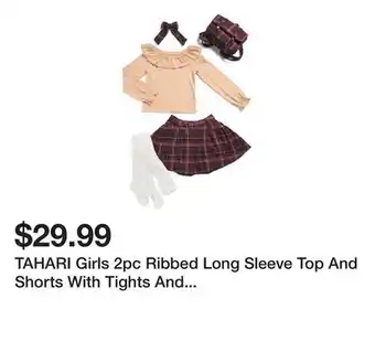 Marshalls TAHARI Girls 2pc Ribbed Long Sleeve Top And Shorts With Tights And Hair Clip offer
