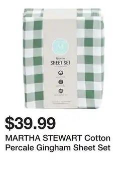 Marshalls MARTHA STEWART Cotton Percale Gingham Sheet Set offer