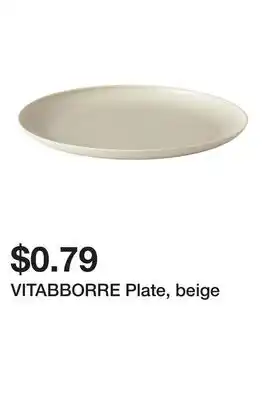 Ikea VITABBORRE Plate, beige offer