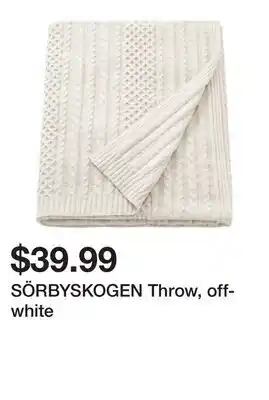 Ikea SÖRBYSKOGEN Throw, off-white offer