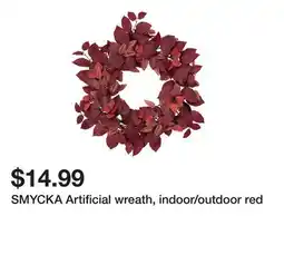 Ikea SMYCKA Artificial wreath, indoor/outdoor red offer