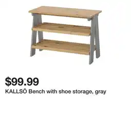 Ikea KALLSÖ Bench with shoe storage, gray offer