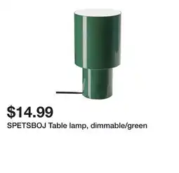 Ikea SPETSBOJ Table lamp, dimmable/green offer