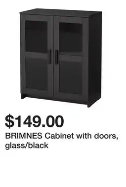 Ikea BRIMNES Cabinet with doors, glass/black offer