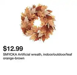 Ikea SMYCKA Artificial wreath, indoor/outdoor/leaf orange-brown offer