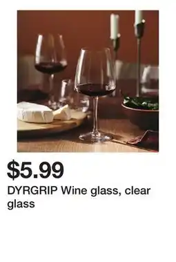 Ikea DYRGRIP Wine glass, clear glass offer
