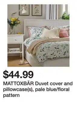 Ikea MATTOXBÄR Duvet cover and pillowcase(s), pale blue/floral pattern offer