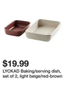 Ikea LYCKAD Baking/serving dish, set of 2, light beige/red-brown offer