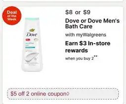 Walgreens Dove or Dove Men's Bath Care offer