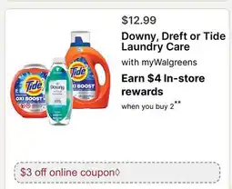 Walgreens Downy, Dreft or Tide Laundry Care offer