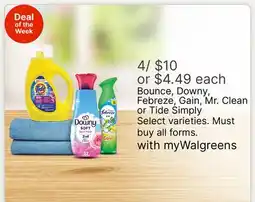 Walgreens Bounce, Downy, Febreze, Gain, Mr. Clean or Tide Simply offer