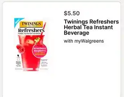 Walgreens Twinings Refresher Herbal Tea Instant Beverage offer