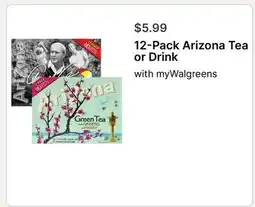 Walgreens 12-Pack Arizona Tea or Drink offer