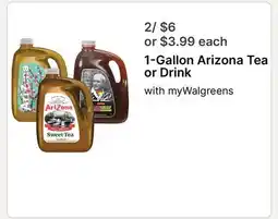 Walgreens 1-Gallon Arizona Tea or Drink offer