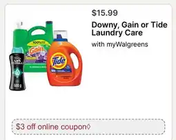 Walgreens Downy, Gain or Tide Laundry Care offer