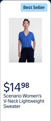 Walmart Scenario Women's V-Neck Lightweight Sweater with Short Sleeves offer