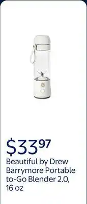 Walmart Beautiful Portable to-Go Blender 2.0, 70 W, 16 oz, White Icing by Drew Barrymore offer