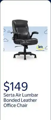 Walmart Serta Air Lumbar Bonded Leather Manager Office Chair, Gray Faux Leather offer