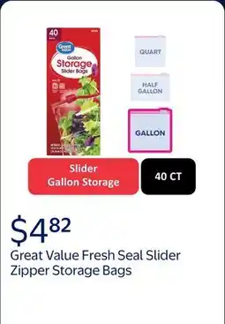 Walmart Great Value Fresh Seal Slider Zipper Storage Bags offer