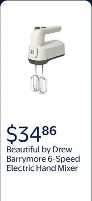 Walmart Beautiful 6-Speed Electric Hand Mixer, White Icing by Drew Barrymore offer