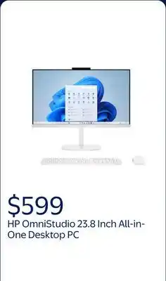 Walmart HP OmniStudio 23.8 Inch All-in-One Desktop PC, Full HD Display, Windows 11 Home, Cashmere White offer