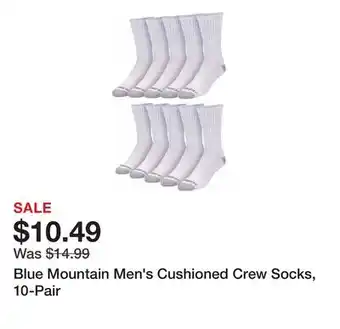 Tractor Supply Company Blue Mountain Men's Cushioned Crew Socks, 10-Pair offer