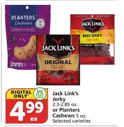Vons Jack Link's Jerky 2.3-2.85 oz. or Planters Cashews 5 oz offer