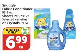 Albertsons Snuggle Fabric Conditioner 93.8 oz. Sheets 200-230 ct. Selected varieties or Crystals 39 oz offer
