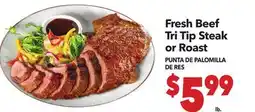 Vallarta Supermarkets Fresh Beef Tri Tip Steak or Roast / PUNTA DE PALOMILLA DE RES offer